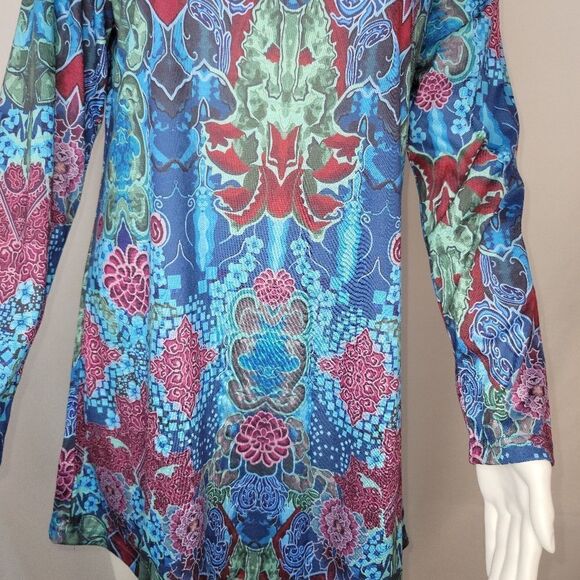 Misslook Blue Floral V-Neck Tunic Top - Picture 4 of 12